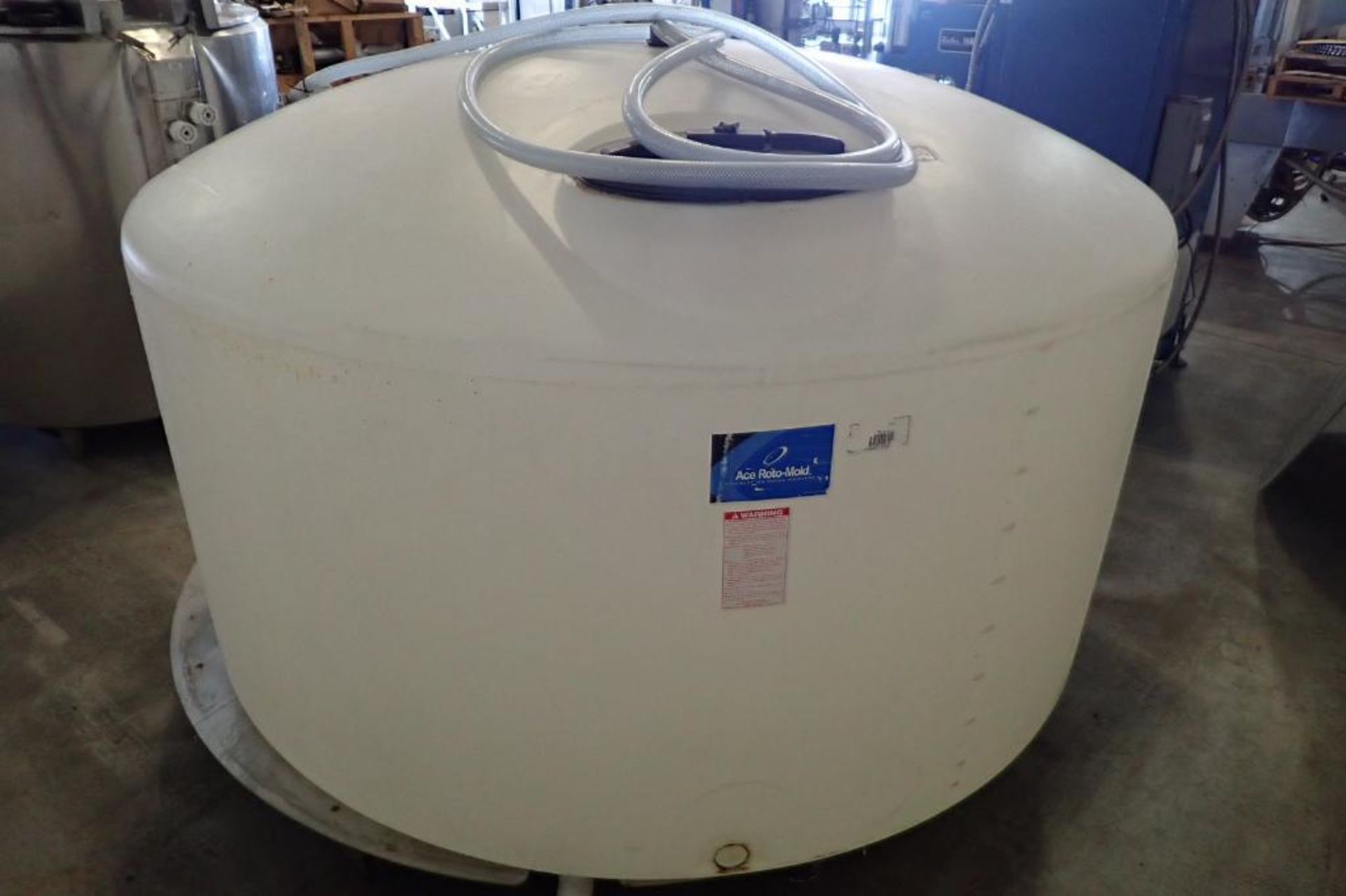 Ace Roto-mold poly tank, 46 in. dia x 46 in. straight side, on SS stand { Rigging Fee: $50} - Image 3 of 7