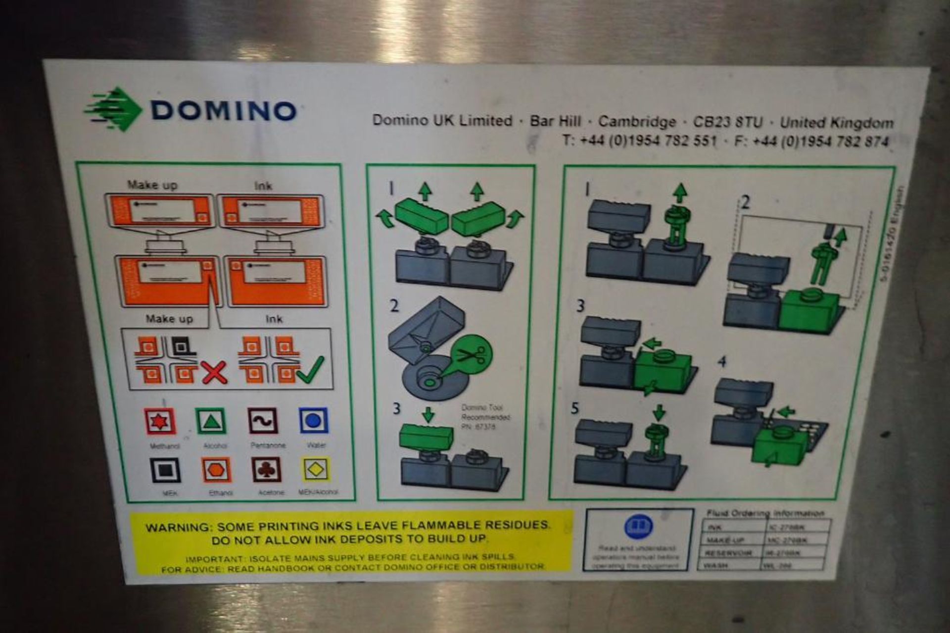 Domino ink jet coder, Model A100+, SN W1A00592, 100-120 volt/200-240 volt, with head, on SS stand on - Image 9 of 13