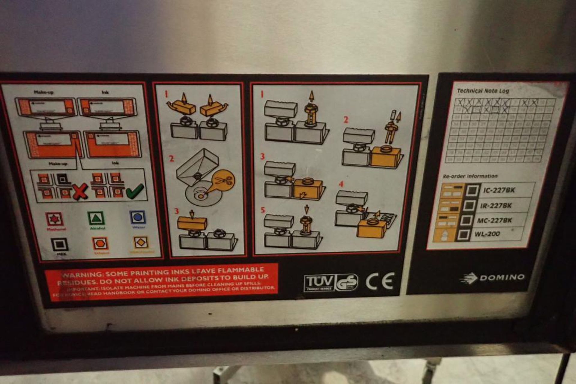 Domino ink jet printer, Model A200, SN N3B00742, 100-120/200-240 volt, 1 ink head, SS stand on - Image 8 of 12