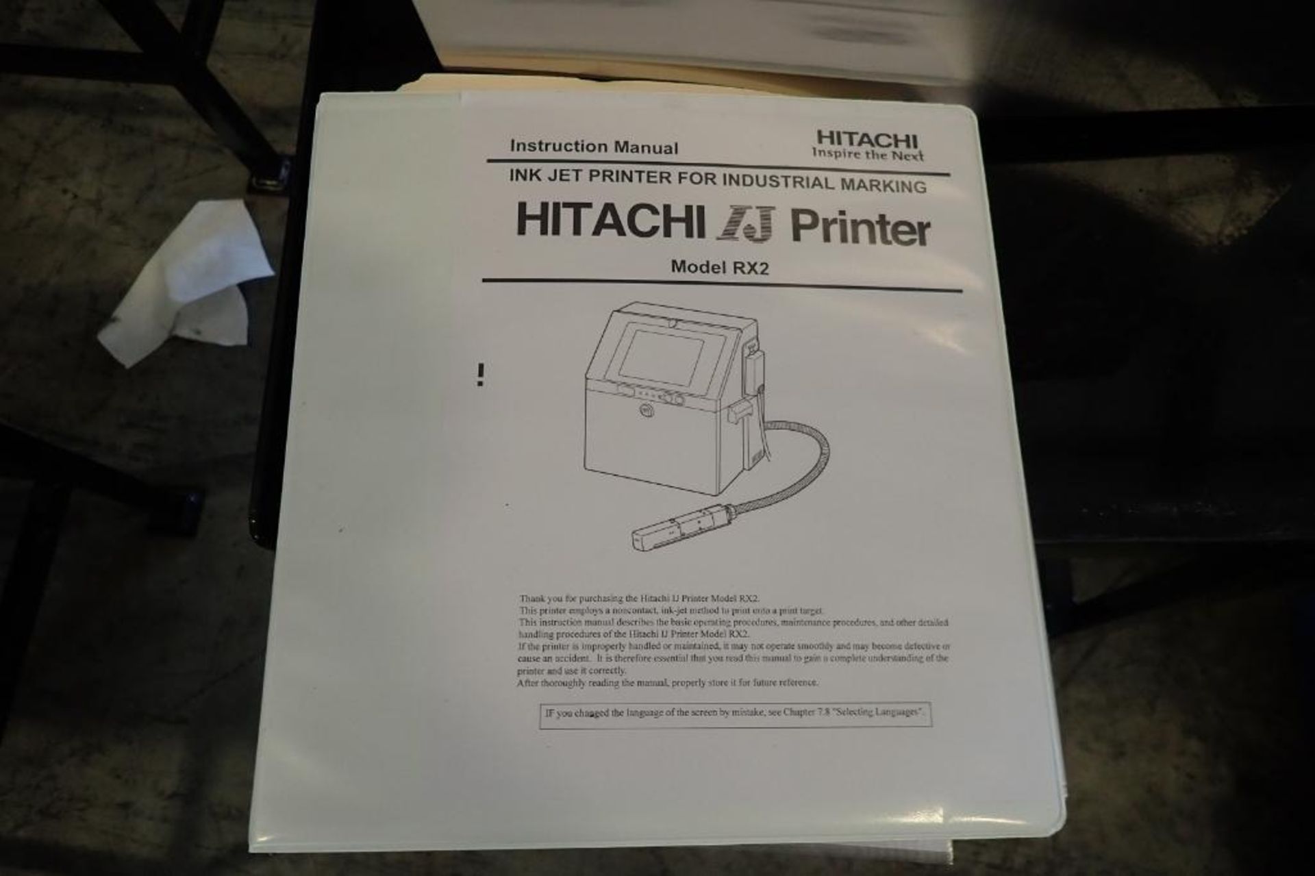 Hitachi ink jet printer, Model RX2-SD160W, SN R2S05242503, 1 ph., 100-120 volt, on stand { Rigging - Image 9 of 14