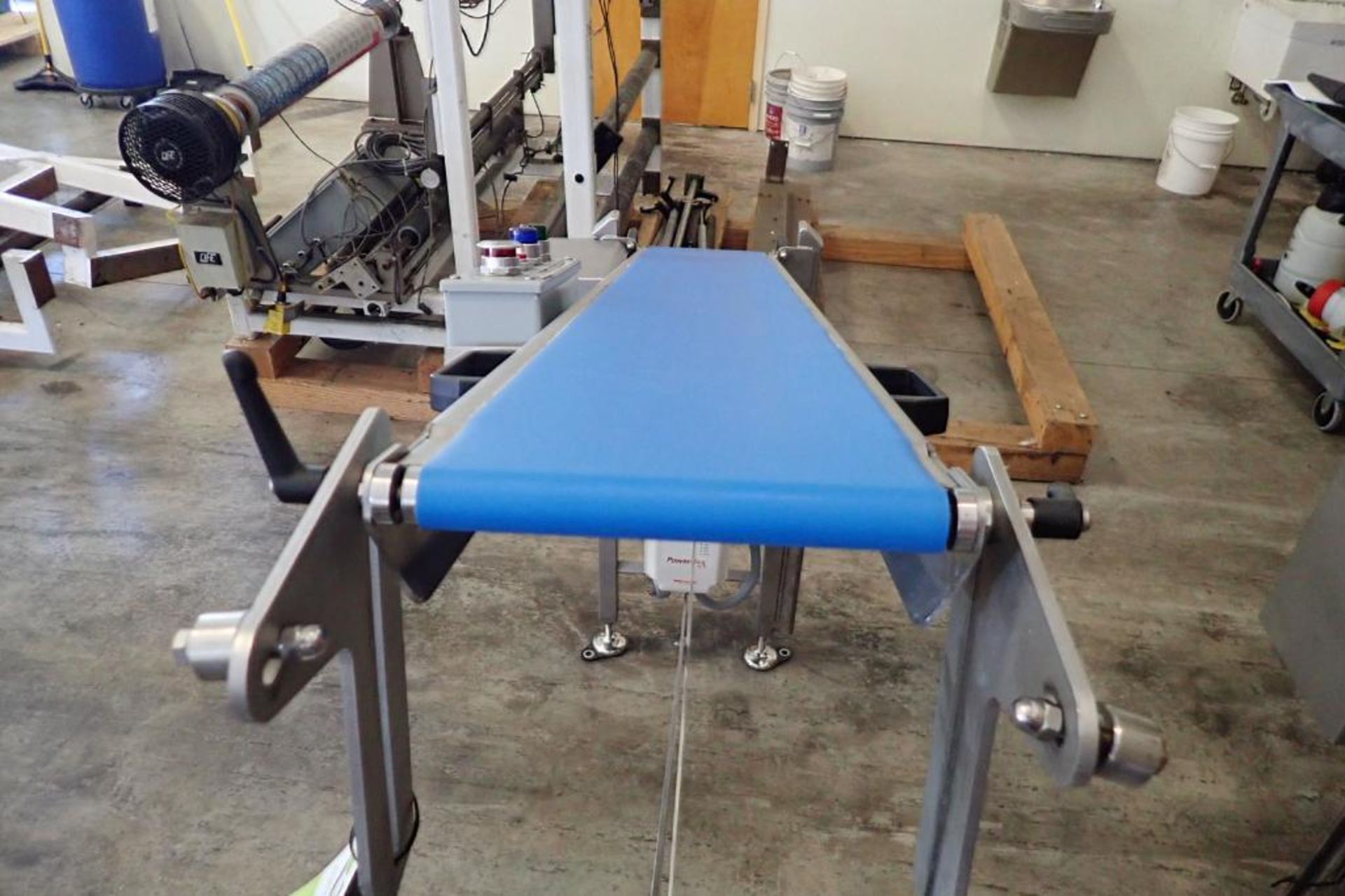 M-tech incline conveyor, blue vinyl belt 57 in. long x 7.75 in. wide x 38 in. infeed x 57 in. - Image 5 of 14