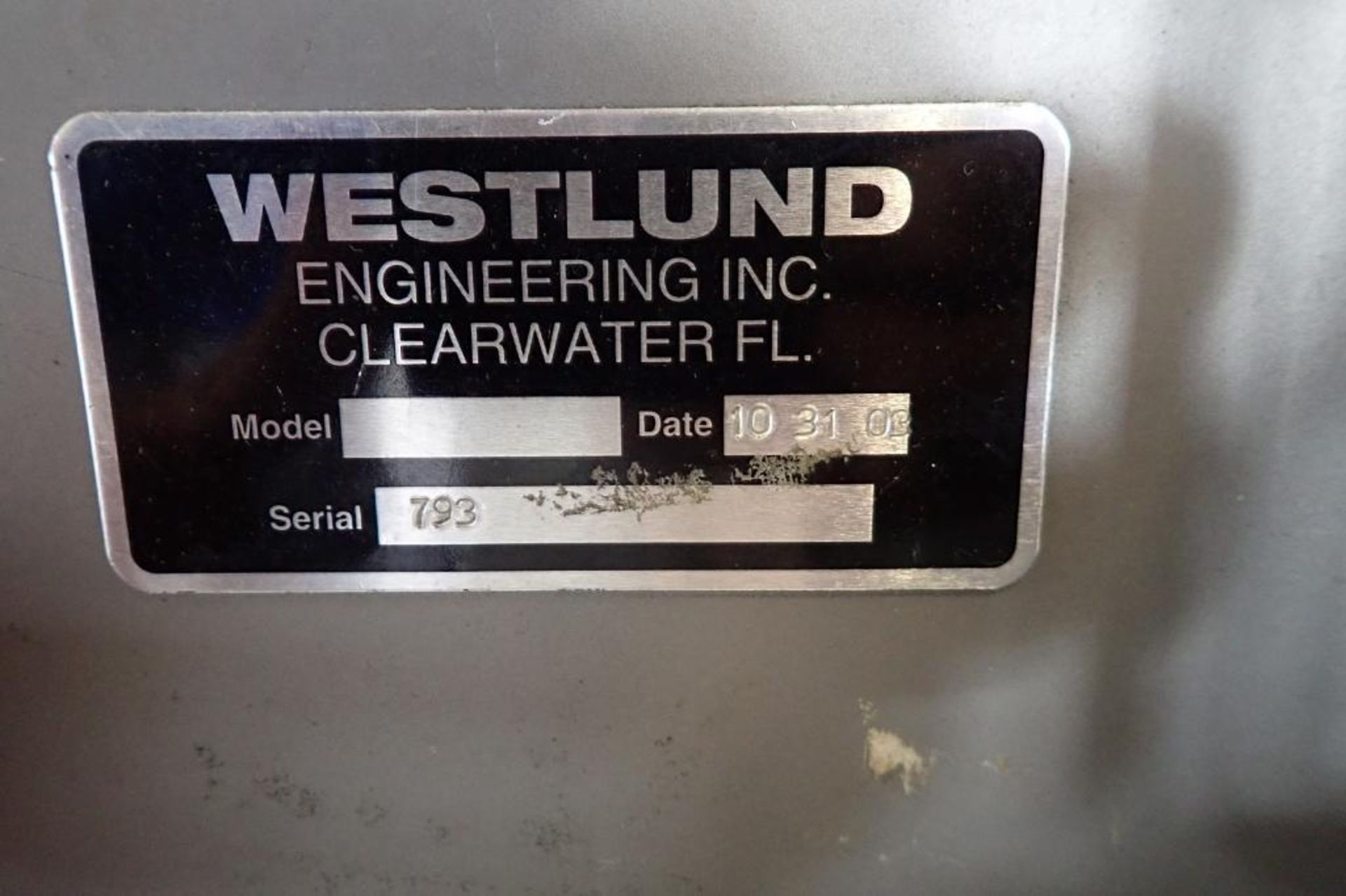 2003 Westlund 90 degree feeder, SN 793, 5 in. wide belts, Allen Bradley panelview 300 Micro { - Image 29 of 29