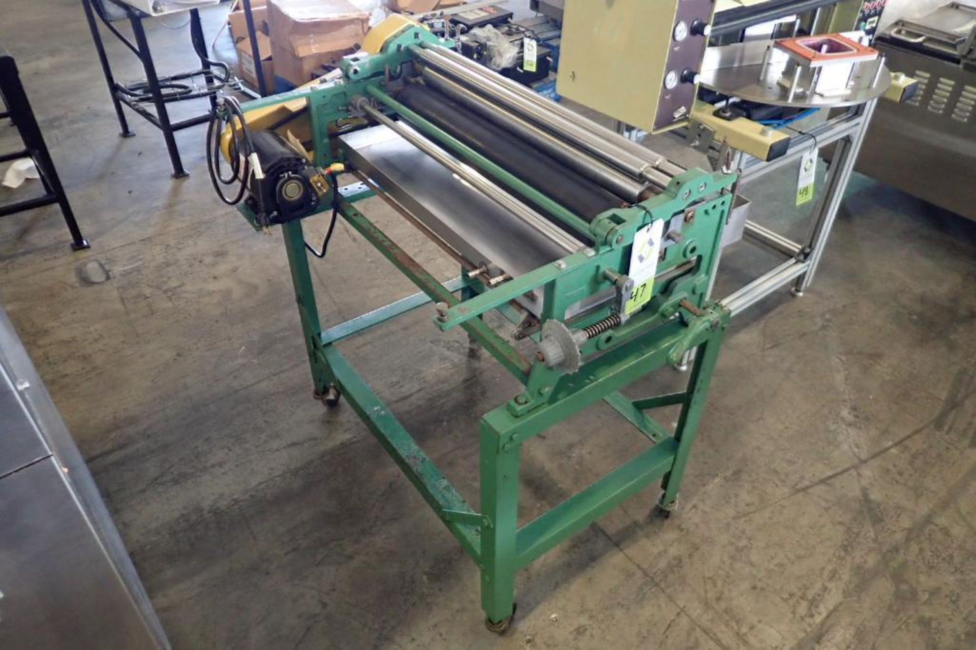 Potdevin film roll feeder/stiller, Model NTZ27-86, SN 2-106, 27 in. wide, 115 volt, mild steel