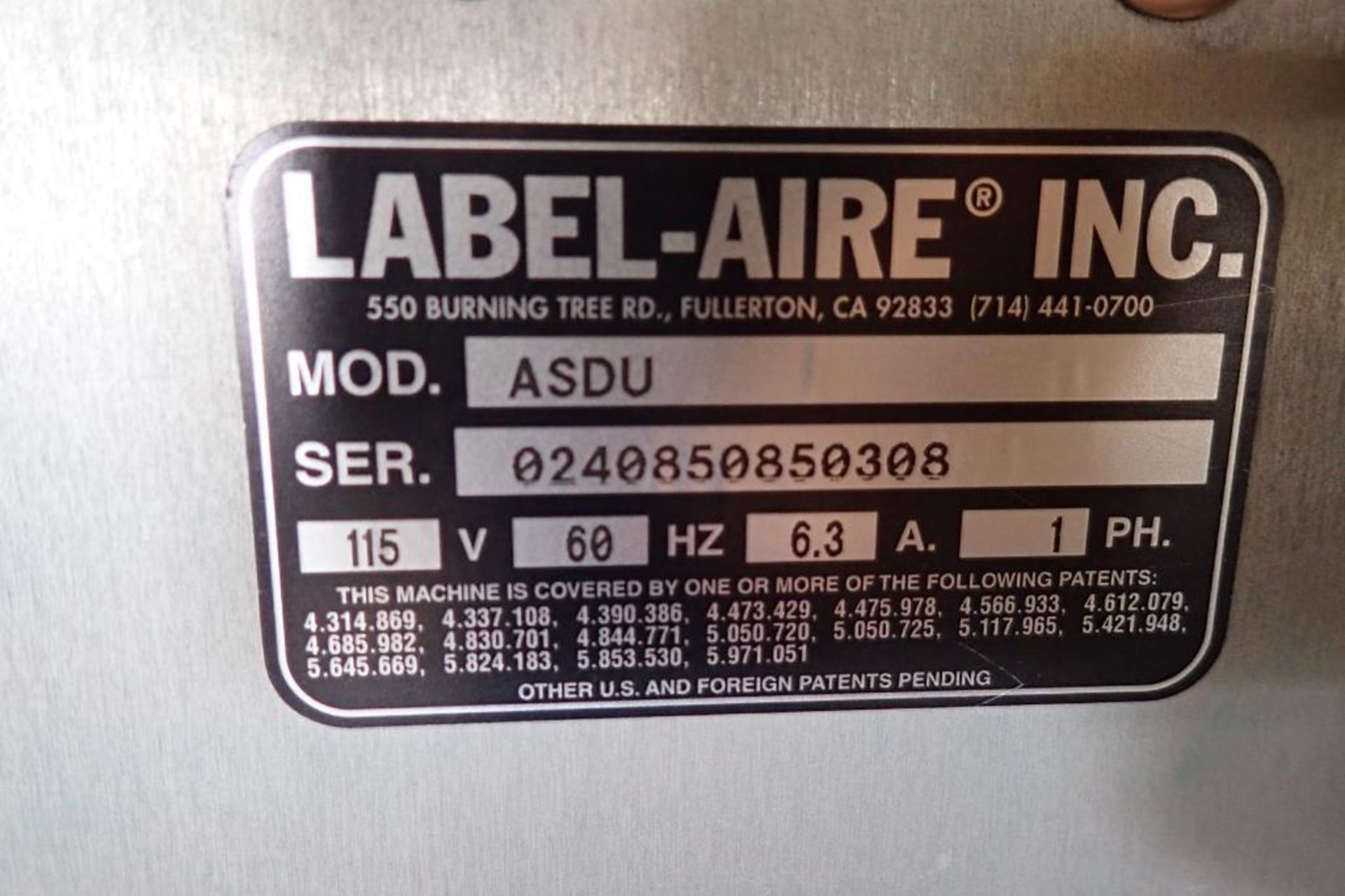 Autolabe labeler, Model 110-S LH REV E, SN 120007, Model 110-S, SN 110613, up to 6 in. wide film { - Image 4 of 10