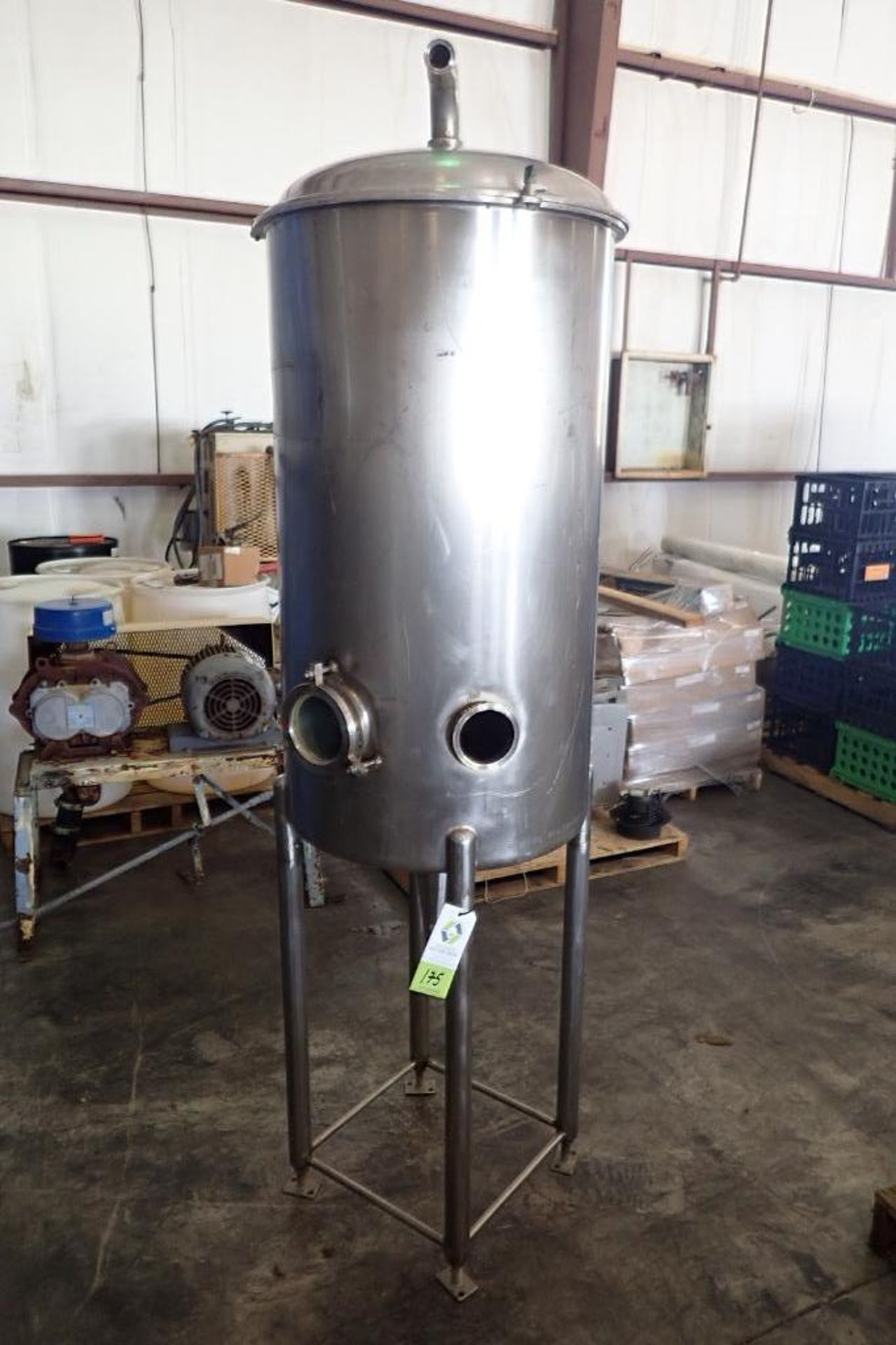 SS tank, 24 in. dia x 43 in. straight side, dome bottom, overall height 90 in. { Rigging Fee: $25} - Image 2 of 6