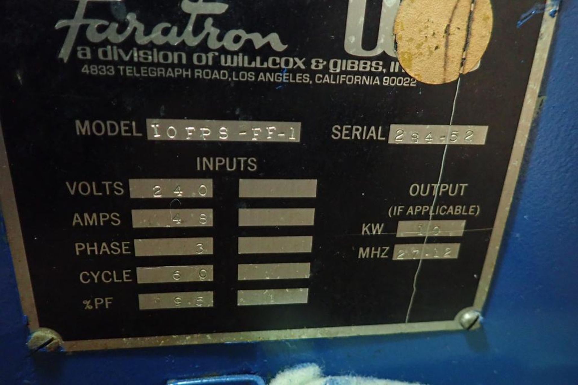 Farathon press, Model IOFPS-FF-1, SN 284-52, mild steel frame { Rigging Fee: $50} - Image 13 of 13