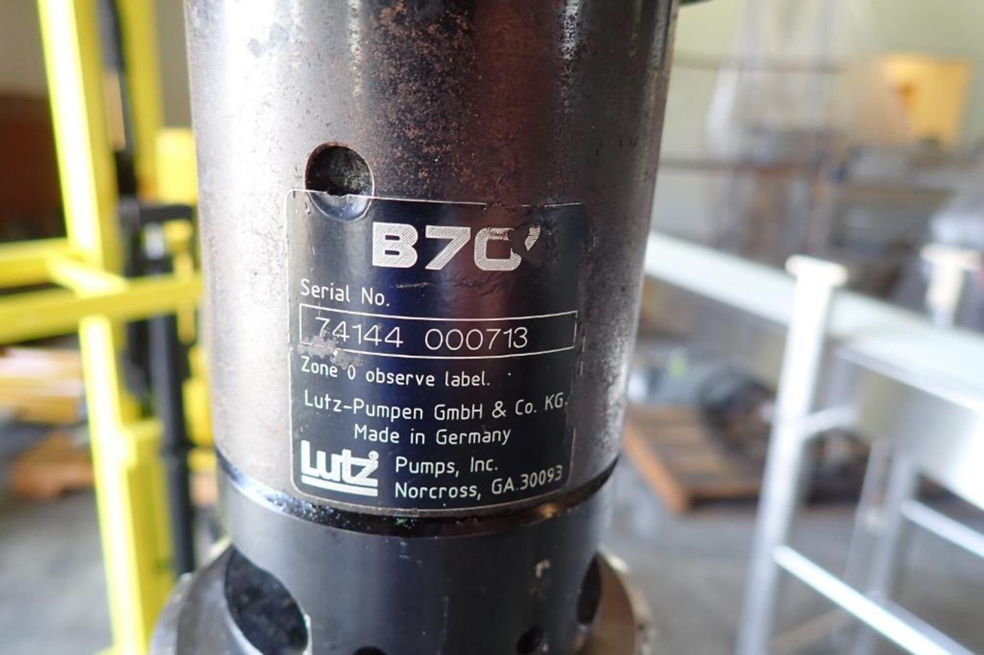 Lutz barrel pump, Model B70, SN 74144 00713, with SS stand { Rigging Fee: $25} - Image 4 of 6