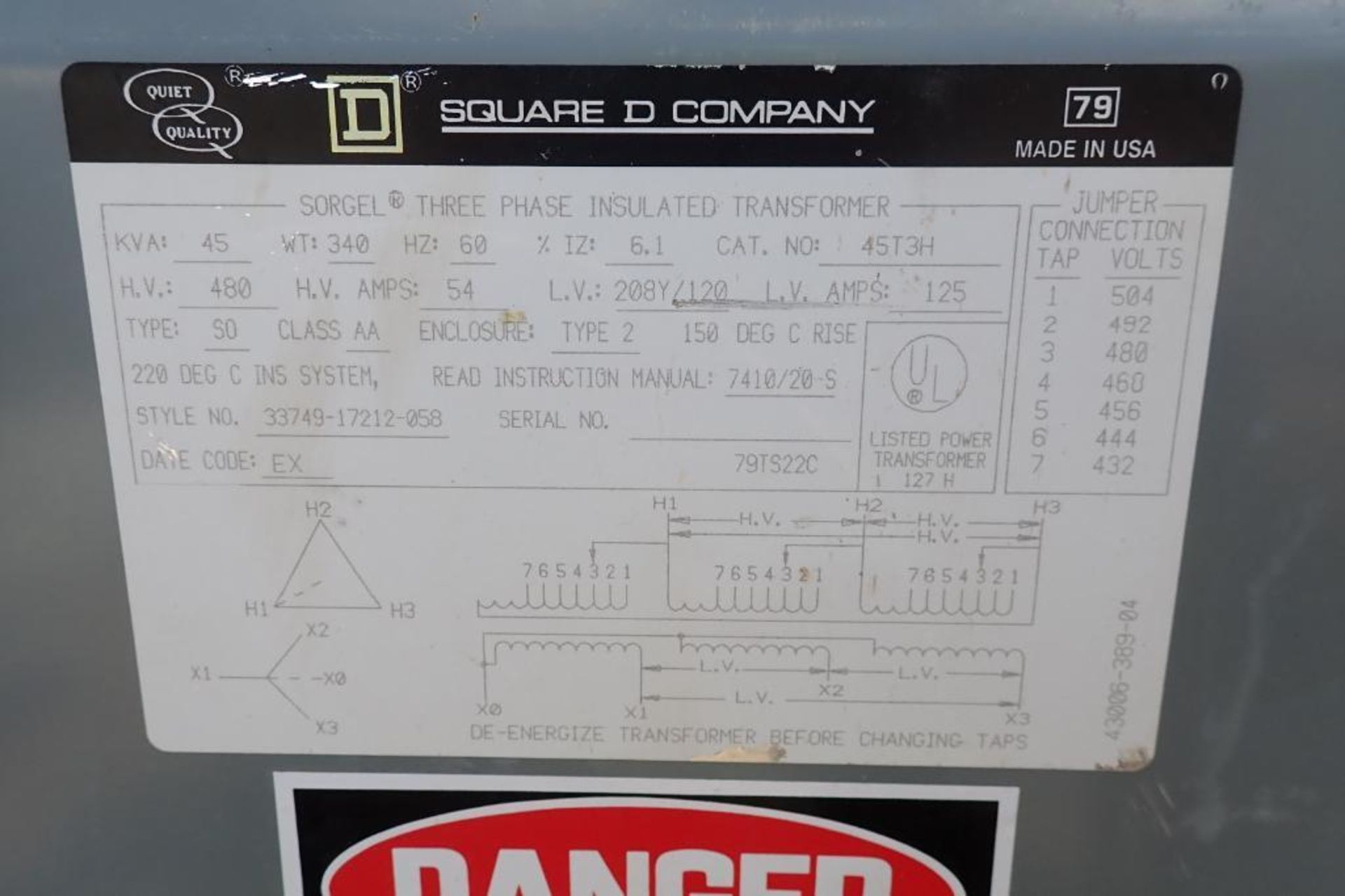 Square D 3 phase transformer - (Located in Fayetteville, AR) - Image 4 of 4