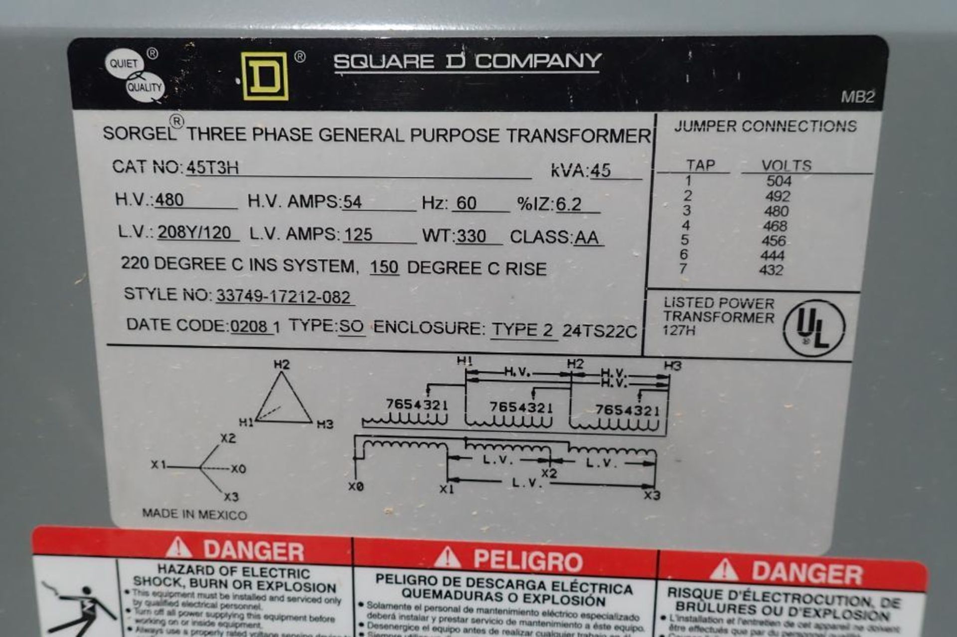 Square D 3 phase transformer - (Located in Fayetteville, AR) - Image 5 of 5