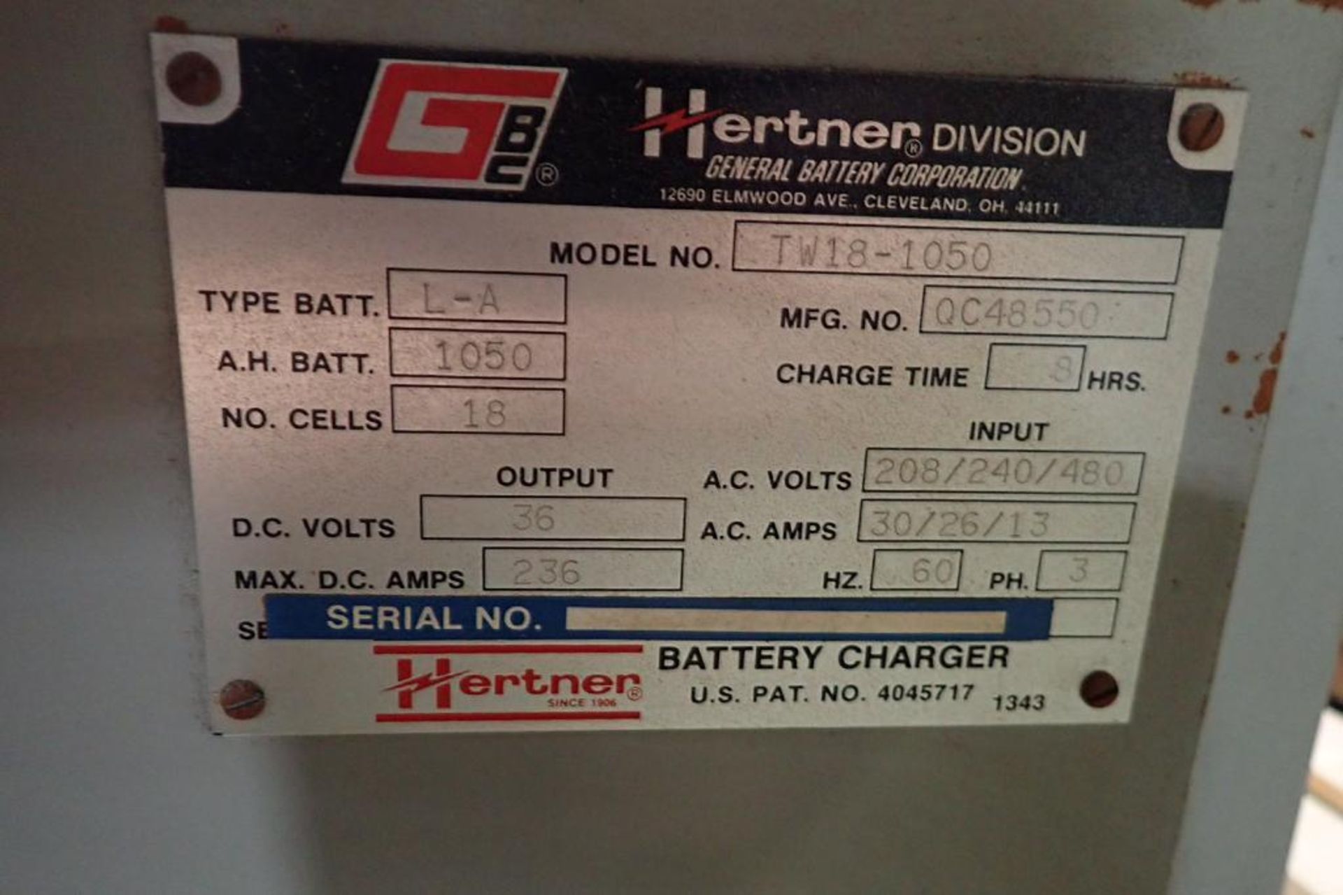 Hertner 36 volt battery charger. {Located in Visalia, CA} - Image 3 of 5