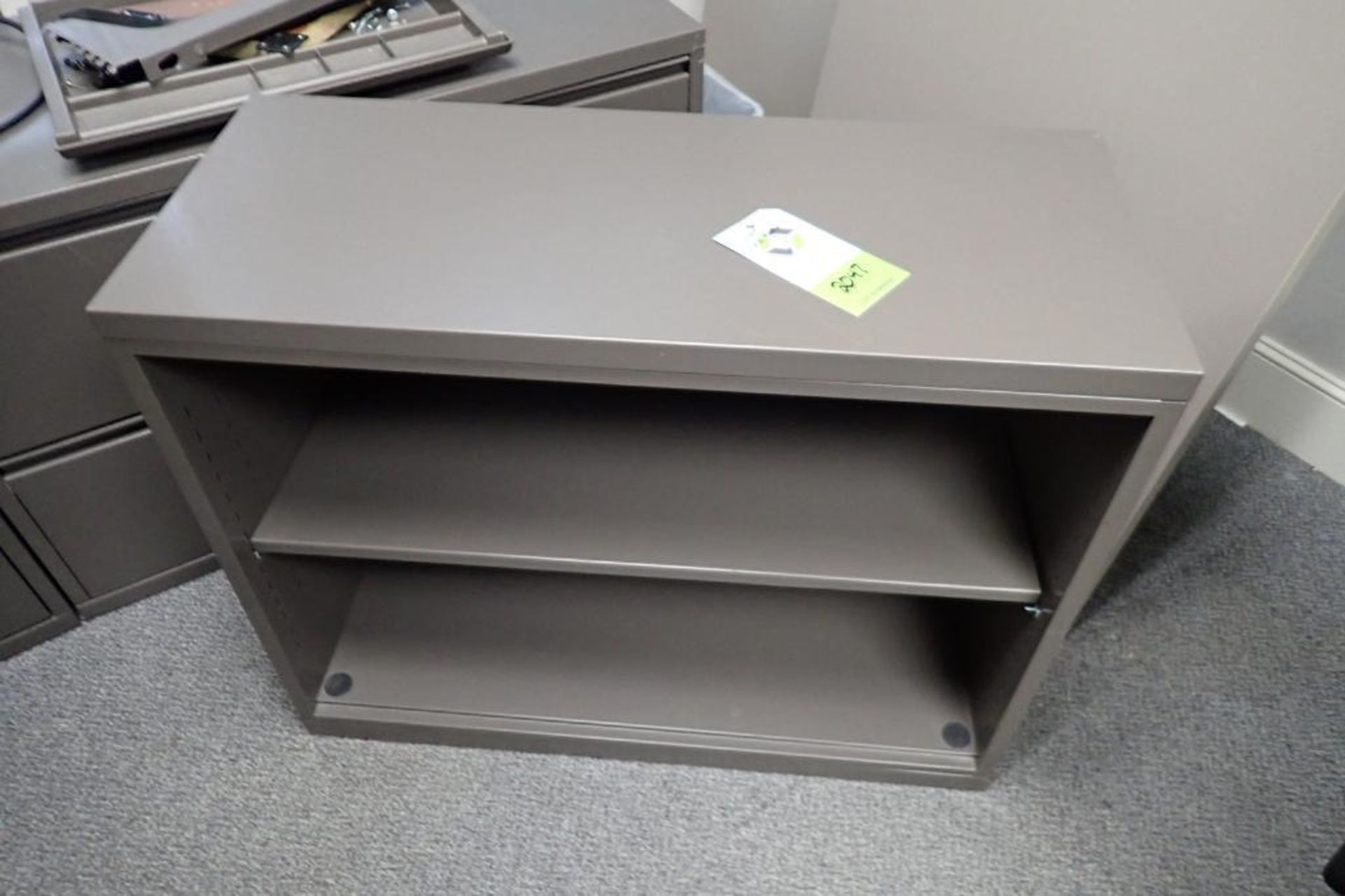 Herman Miller L-shaped desk, (2) flip up doors, (2) 2-drawer lateral filing cabinets - Image 2 of 4