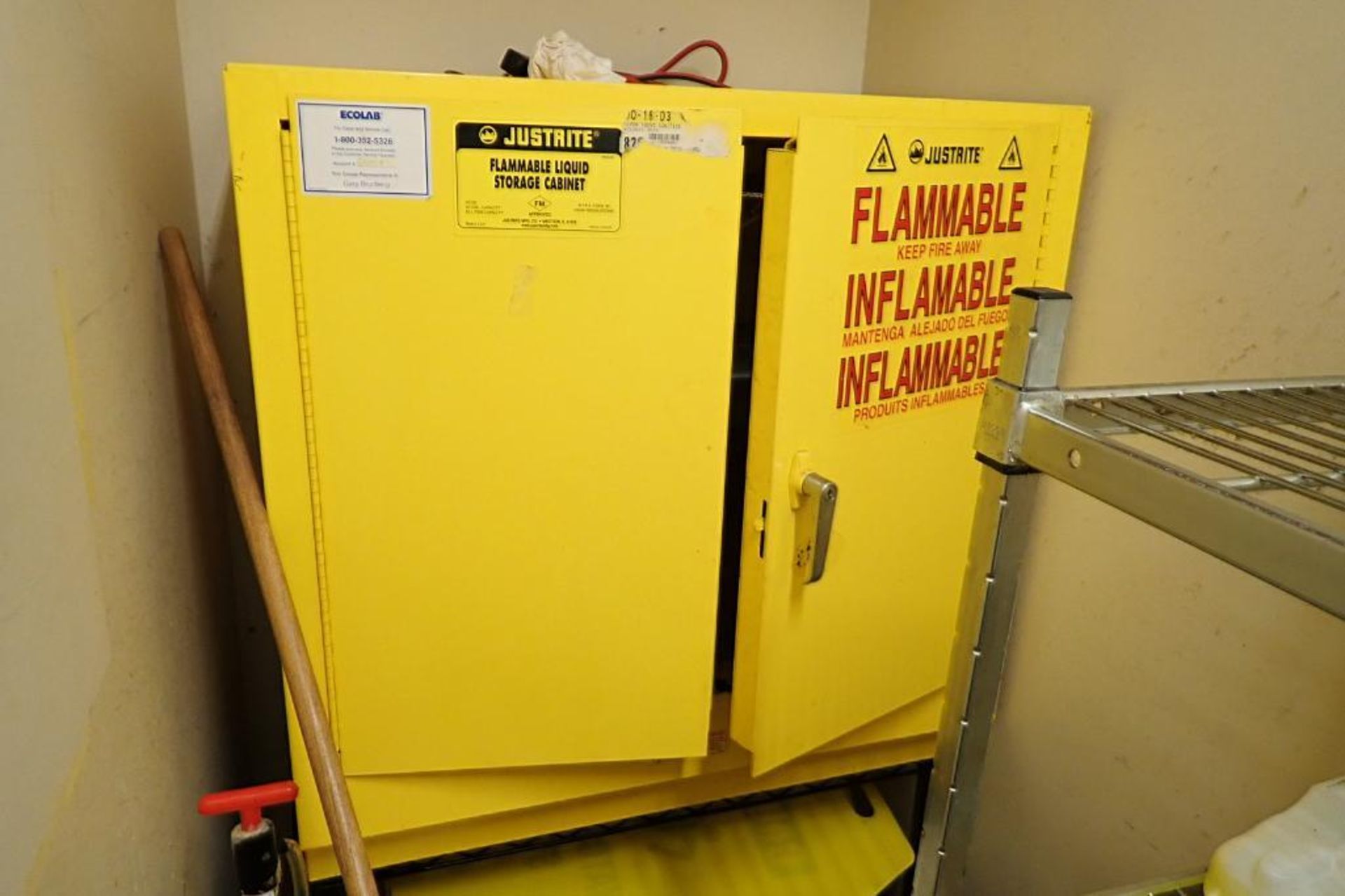 Justrite flammable liquid storage cabinet