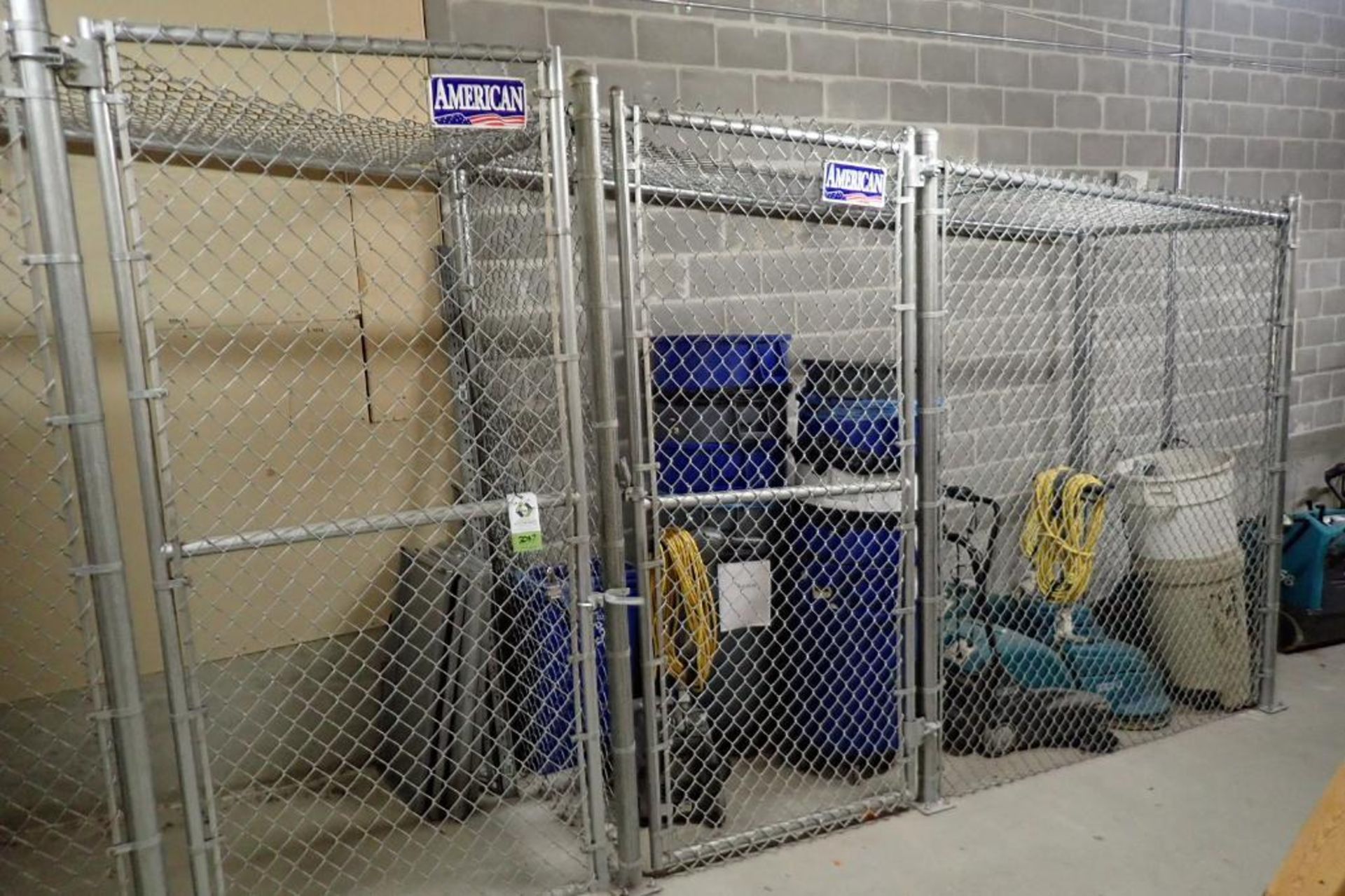 Chain-link fence and shelving