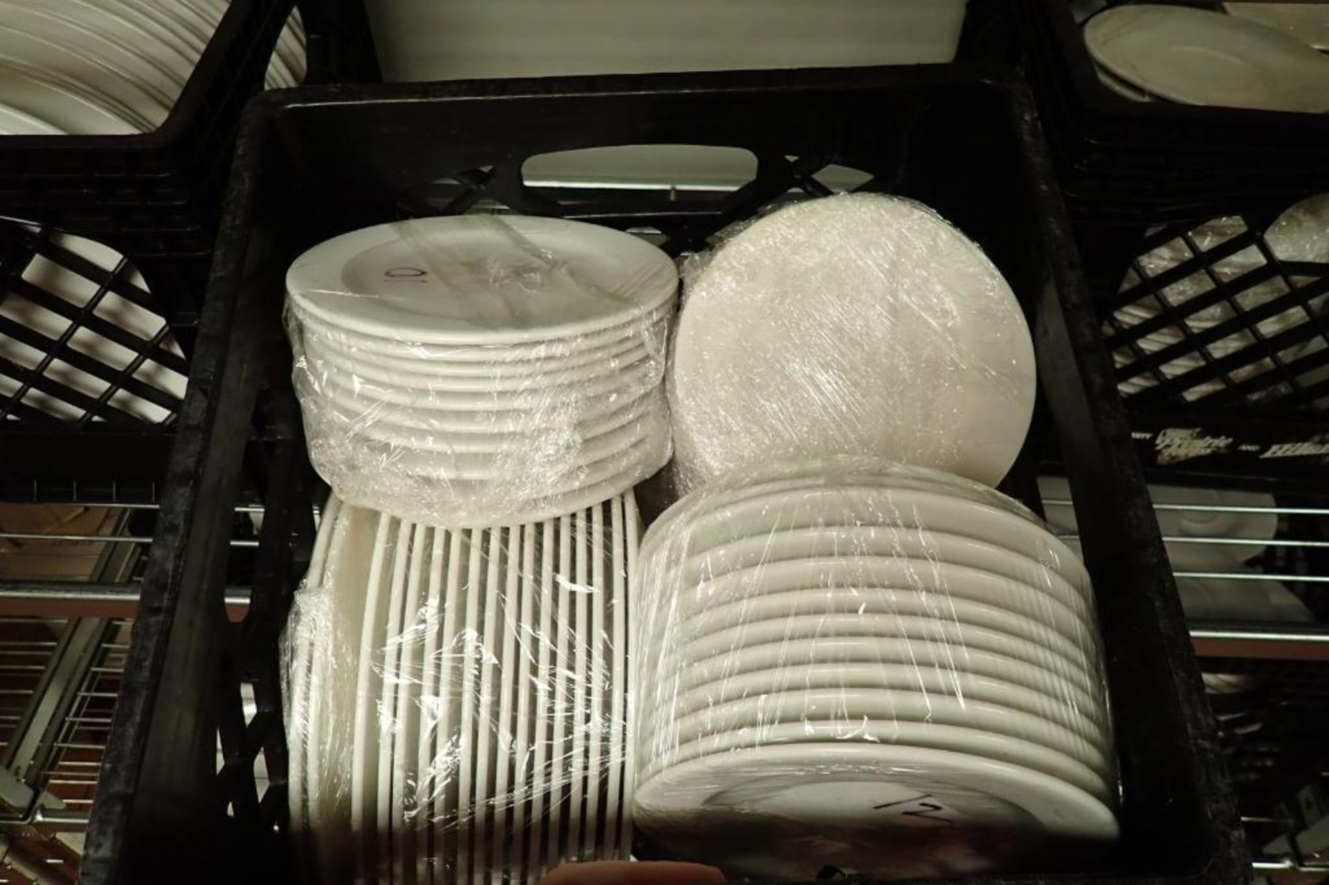 Milk crate with assorted dining plates - Image 3 of 5