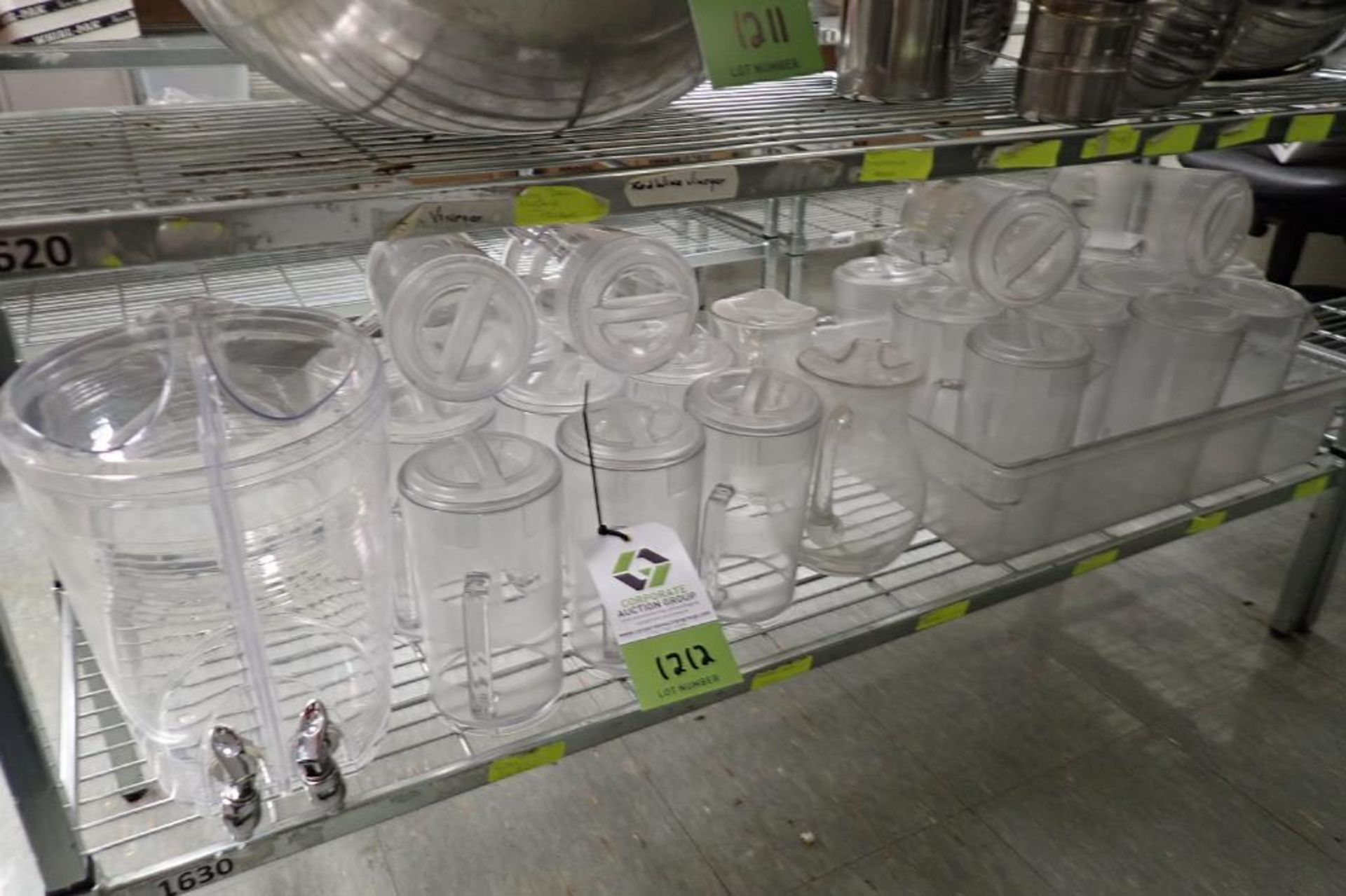 Assorted plastic beverage dispensers and pour pots
