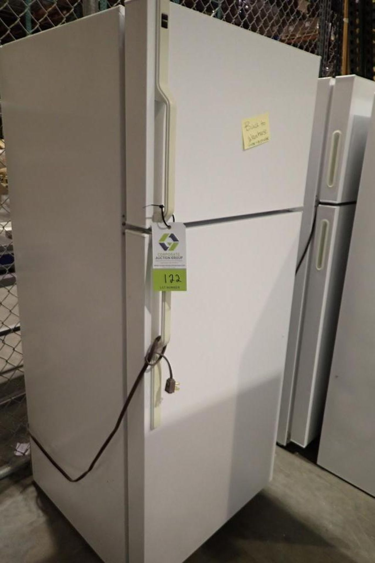 GE white refrigerator and freezer combo