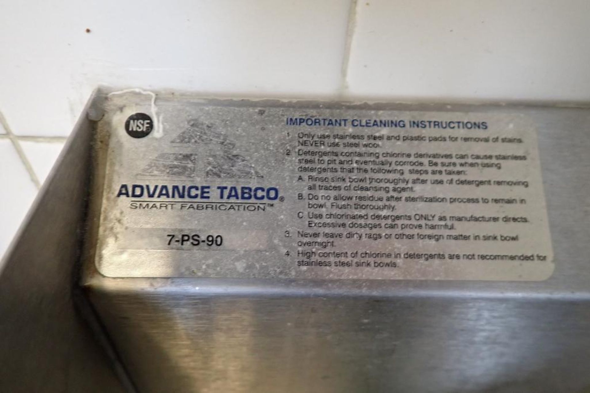 Advance Tabco SS foot operated sink, 17 in. wide x 16 in. deep x 42 in. tall, Model 7-PS-90 - Image 4 of 4