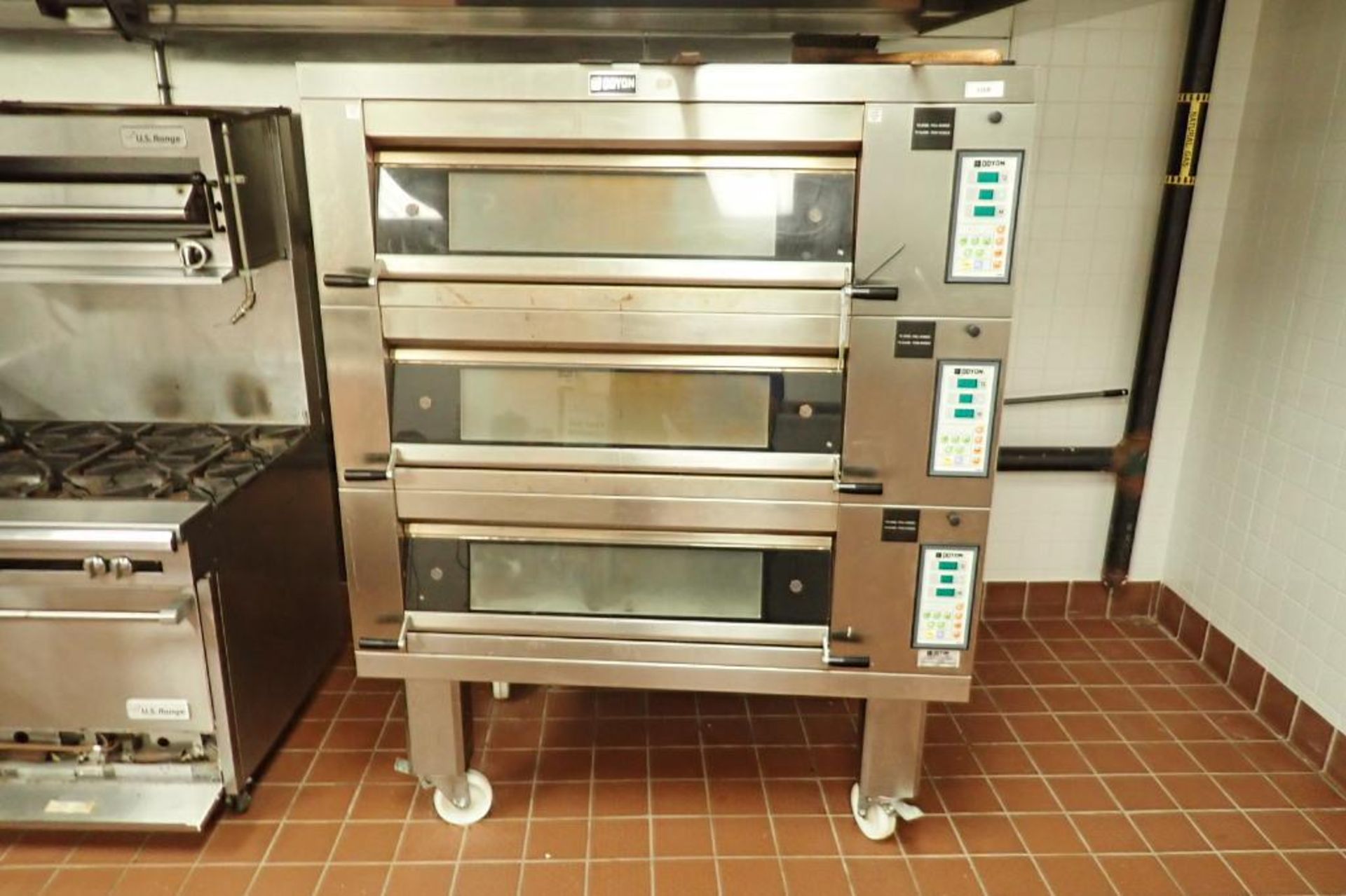 Doyon SM 3 tier oven, Model 2T3, SN 104599, 208 volt, 3 phase, 54 in. wide x 39 in. deep x 73 in. ta