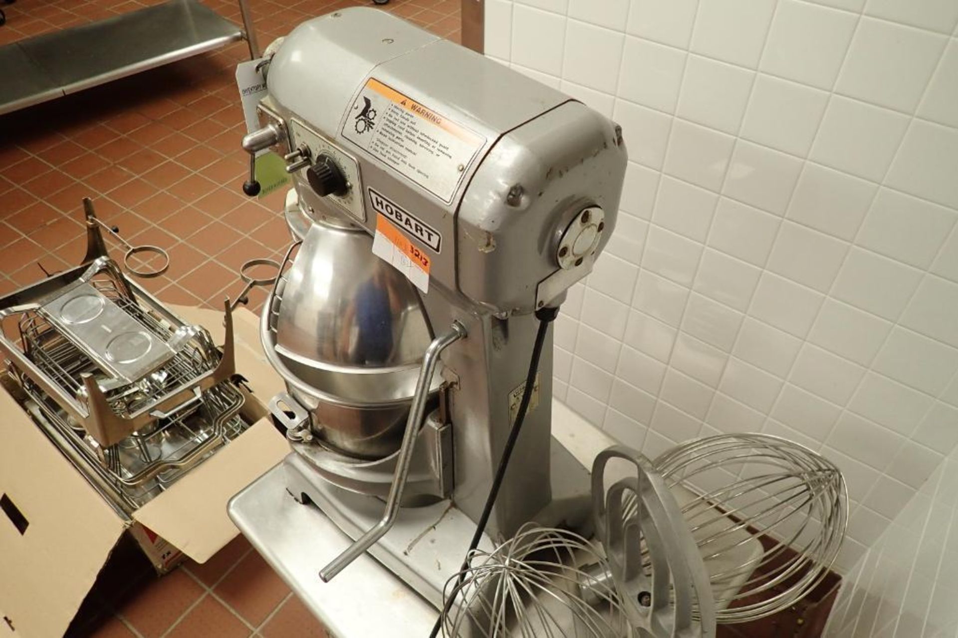 Hobart mixer, Model A200T, SN 31-1199-789, with (3) whisks, (2) paddles, grinder head, SS bowl, with - Image 3 of 12