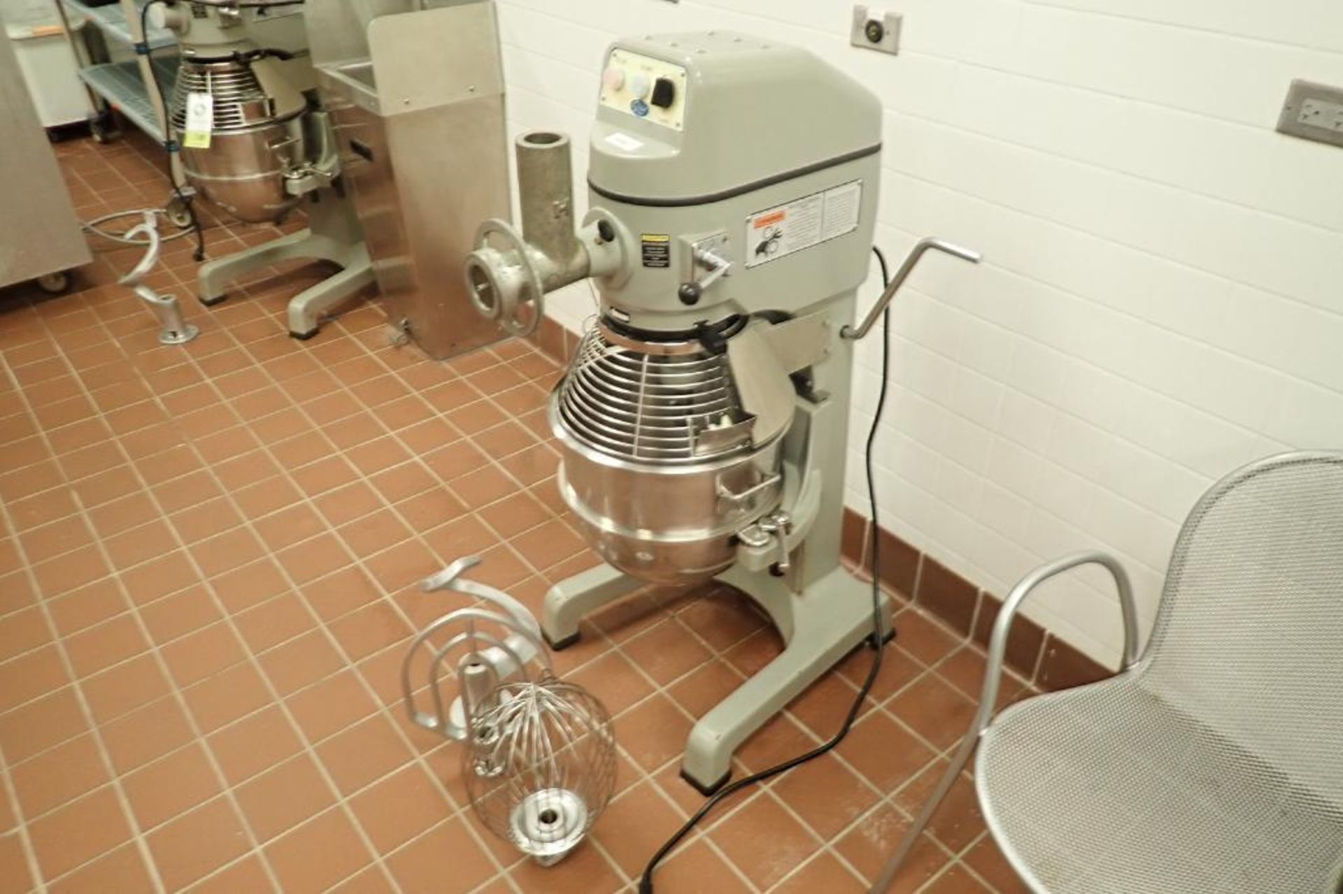 Globe mixer, Model SP30, SN 73 15628, SS bowl, (2) beaters, dough hook, whisk, dough hook