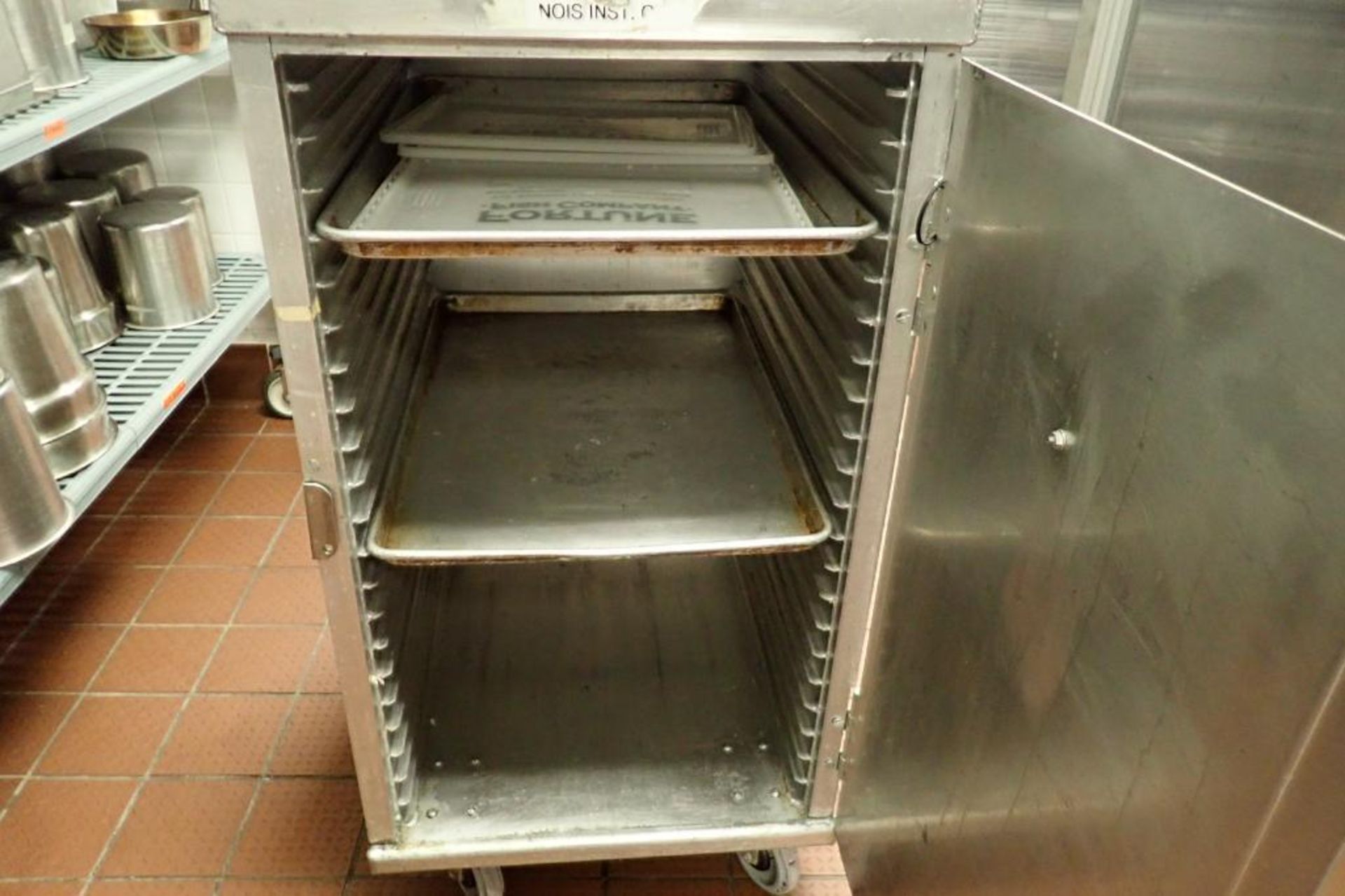 Aluminum holding cabinet for trays, 21 in. wide x 27 in. deep x 41 in. tall, on casters - Image 2 of 4
