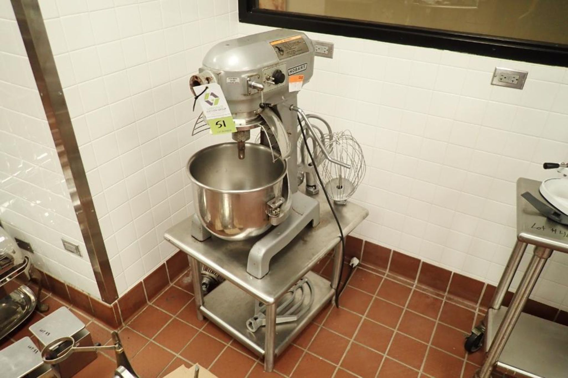 Hobart mixer, Model A200T, SN 31-1199-789, with (3) whisks, (2) paddles, grinder head, SS bowl, with