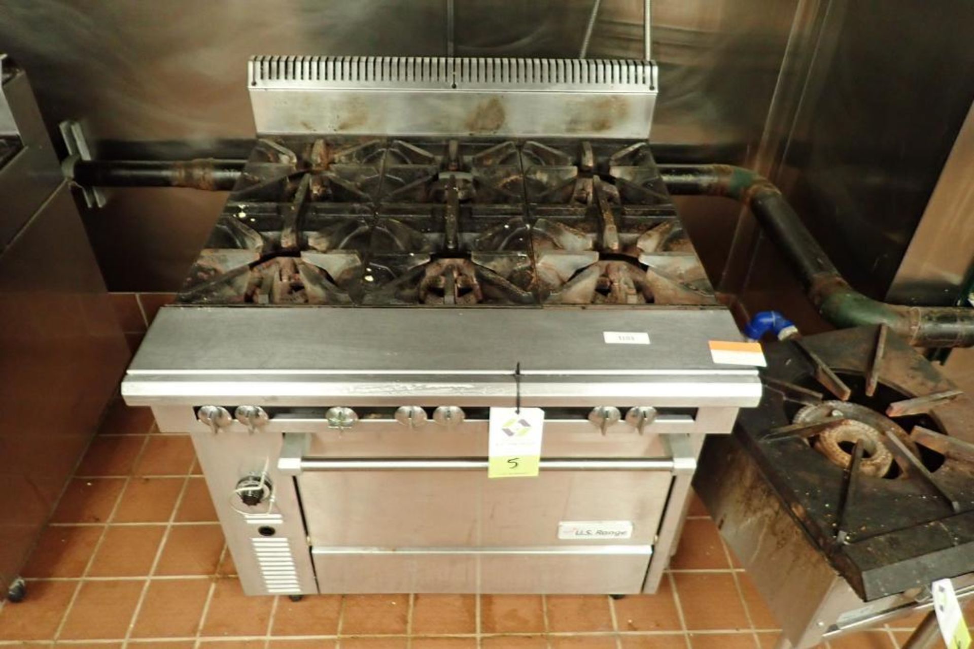 US Range six burner standard oven, Model C836-6, natural gas, 36 in. wide x 39 in. deep x 41 in. tal