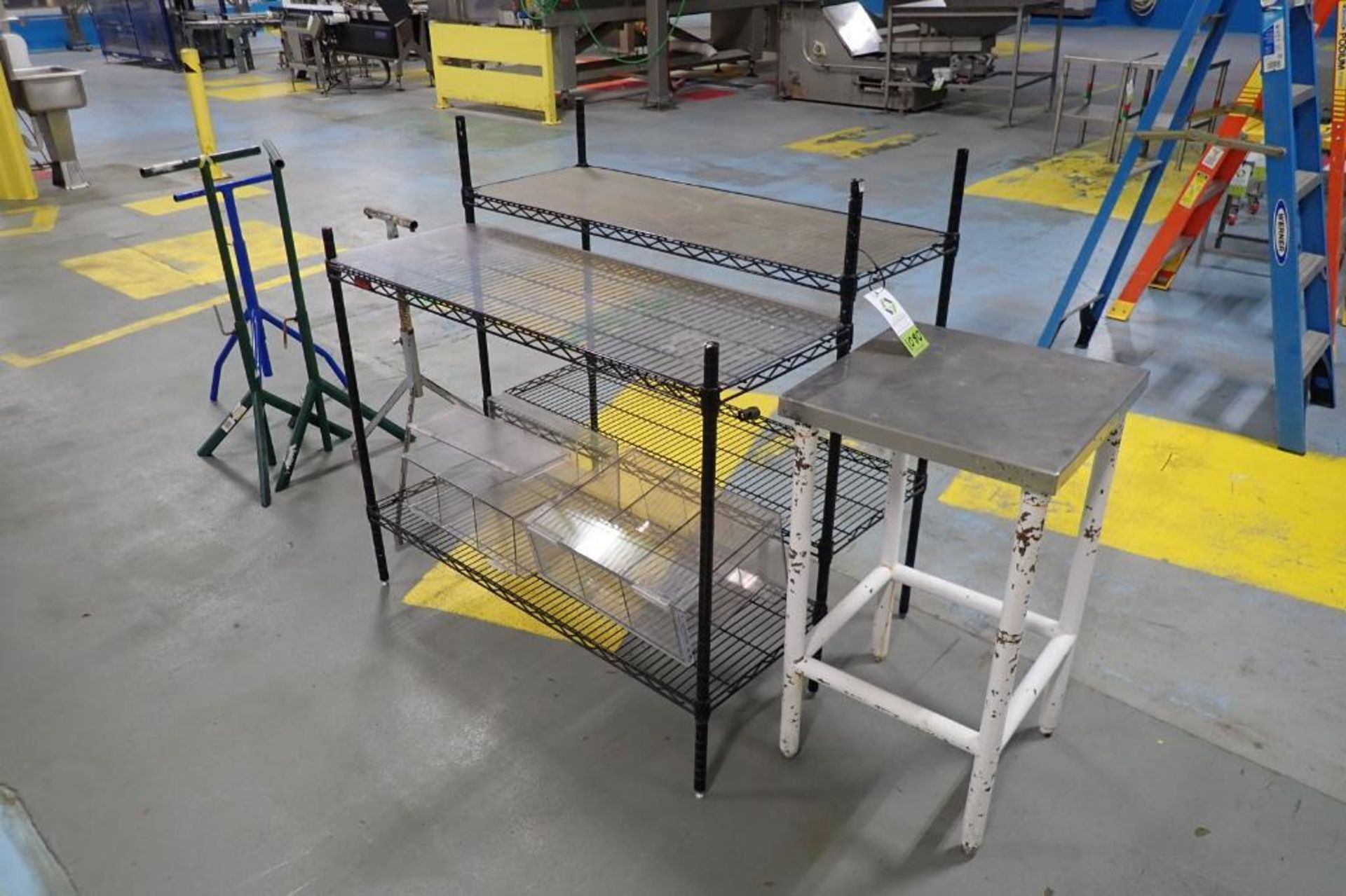 Lot of assorted SS tables, wire metro racks, stands - ** Rigging Fee: $ 50 ** - Image 5 of 10