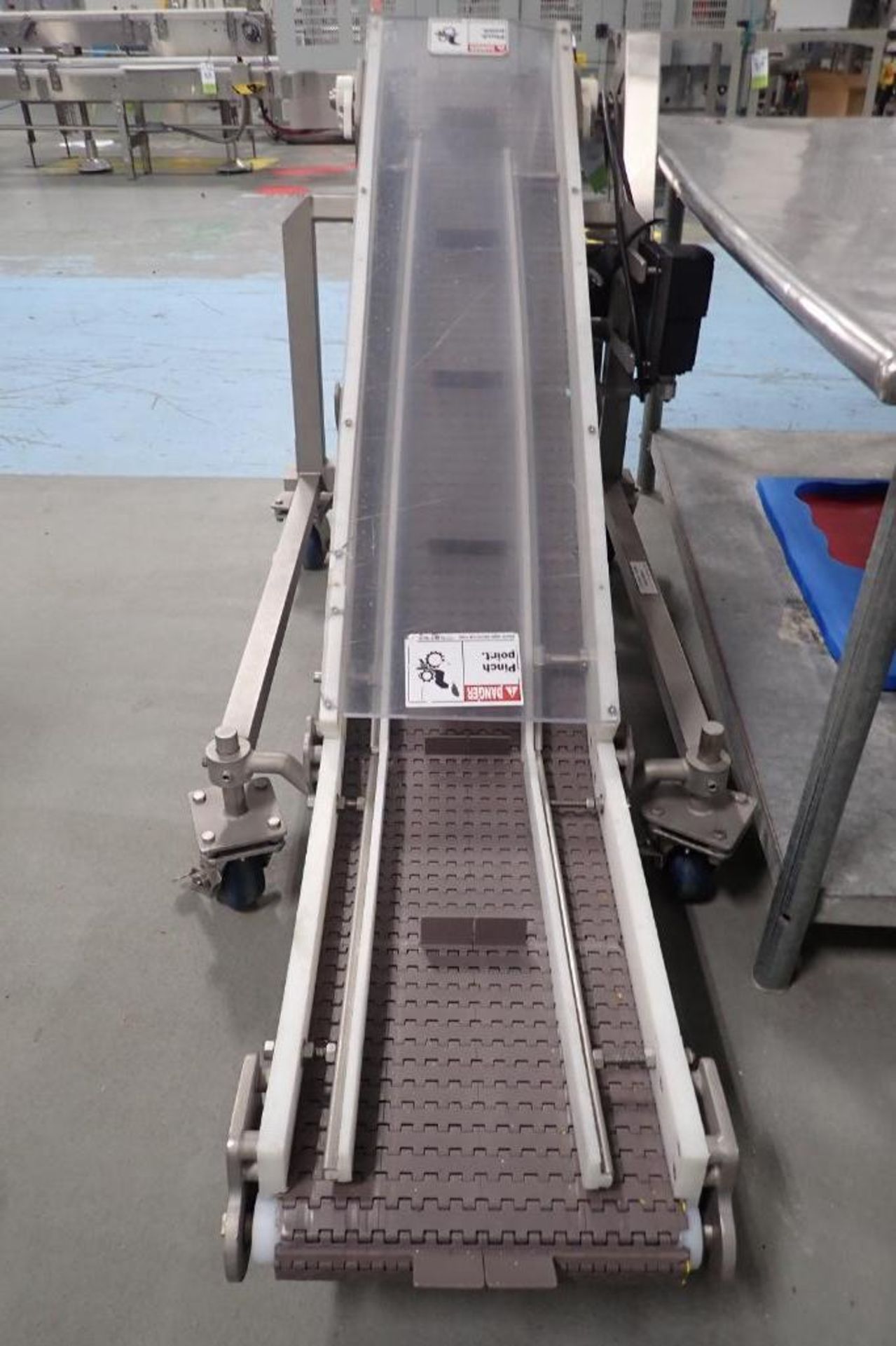 Incline conveyor, 68 in. long x 12 in. wide x 12 in. infeed x 33 in. discharge, cleated belt, 12 in. - Image 3 of 6