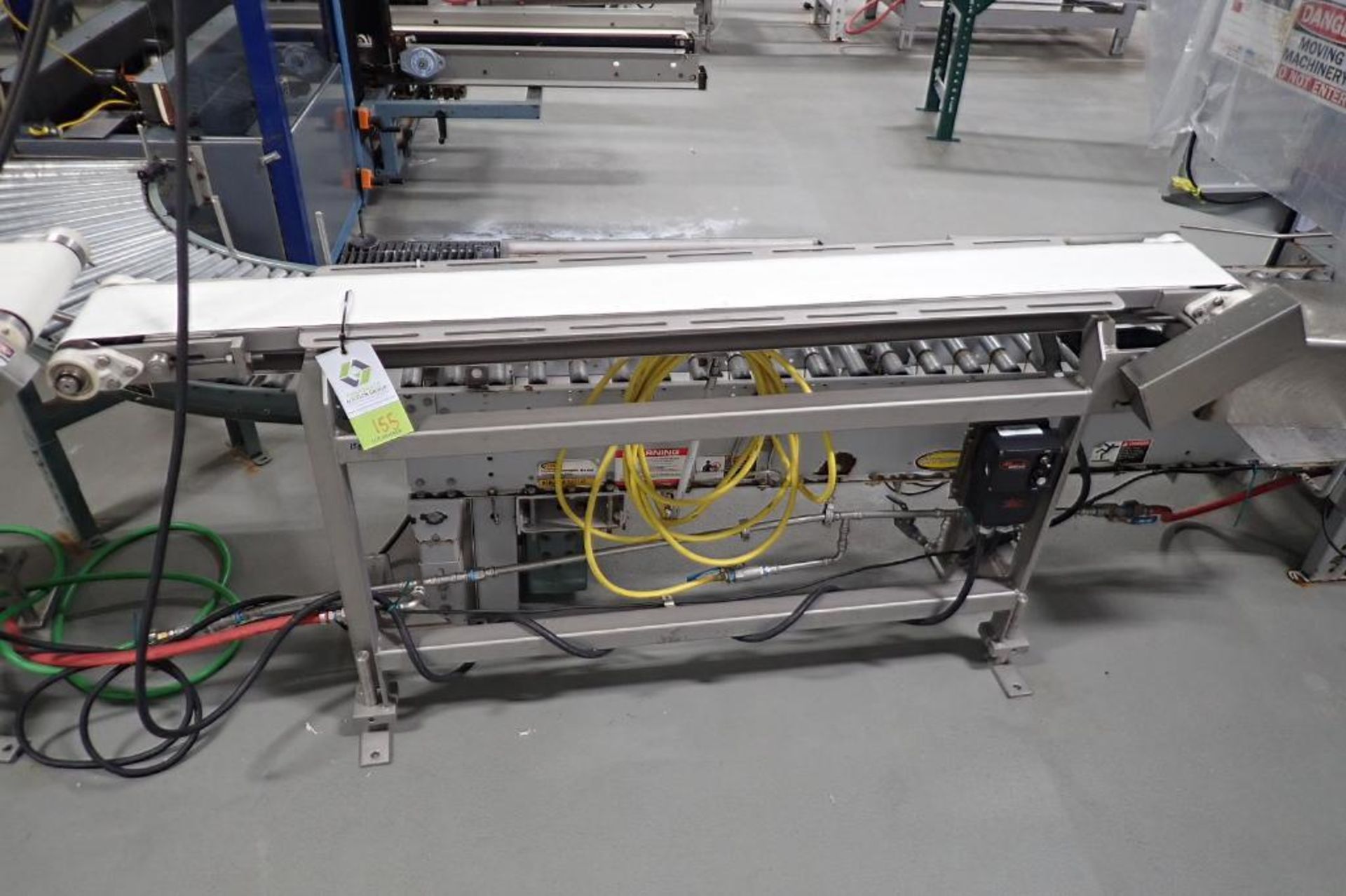 Belt conveyor, 72 in. long x 6 in. wide x 32 in. tall, variable speed control, SS frame - ** Rigging