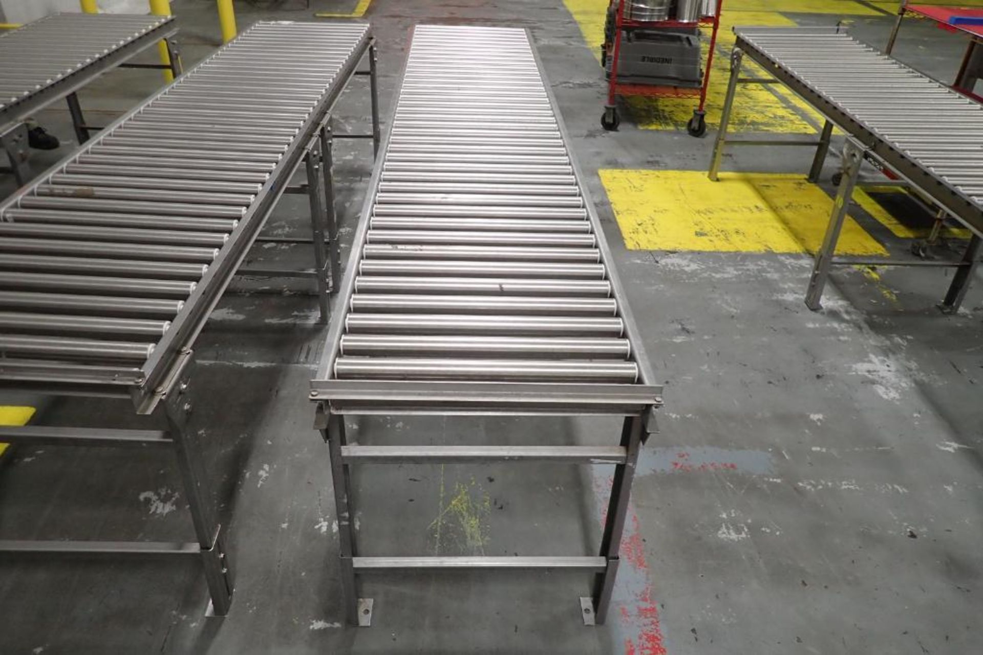 SS gravity roller conveyor, 120 in. long x 21 in. wide x 30 in. tall (#11) - ** Rigging Fee: $ 50 ** - Image 2 of 3