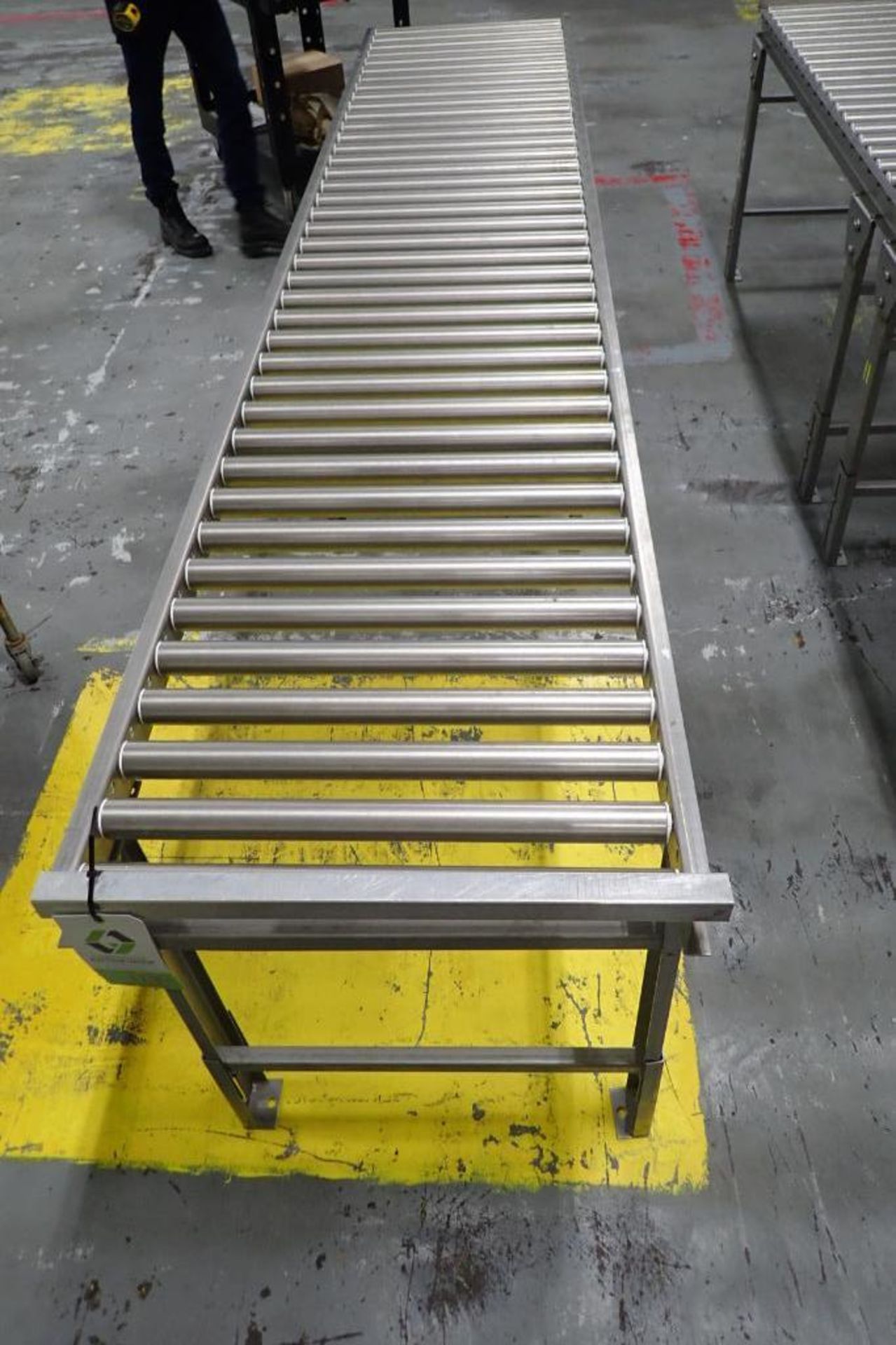 SS gravity roller conveyor, 120 in. long x 21 in. wide x 30 in. tall (#10) - ** Rigging Fee: $ 50 ** - Image 2 of 3