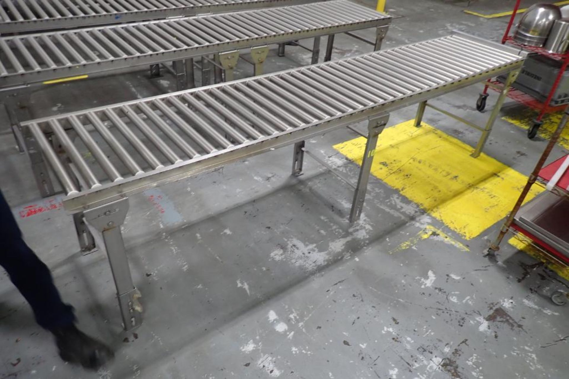 SS gravity roller conveyor, 120 in. long x 21 in. wide x 30 in. tall (#10) - ** Rigging Fee: $ 50 ** - Image 3 of 3