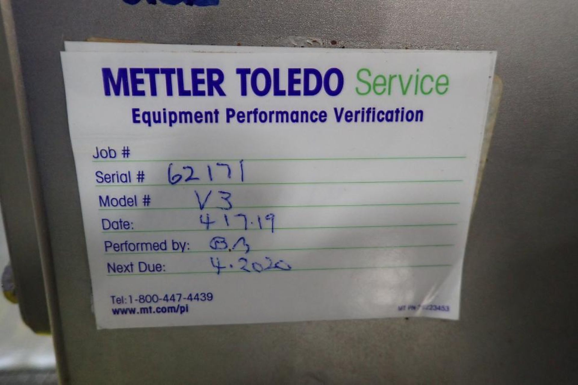 Safeline Mettler Toledo metal detector, Model V3, SN 62171, 6 in. wide x 4 in. tall aperture, convey - Image 9 of 11