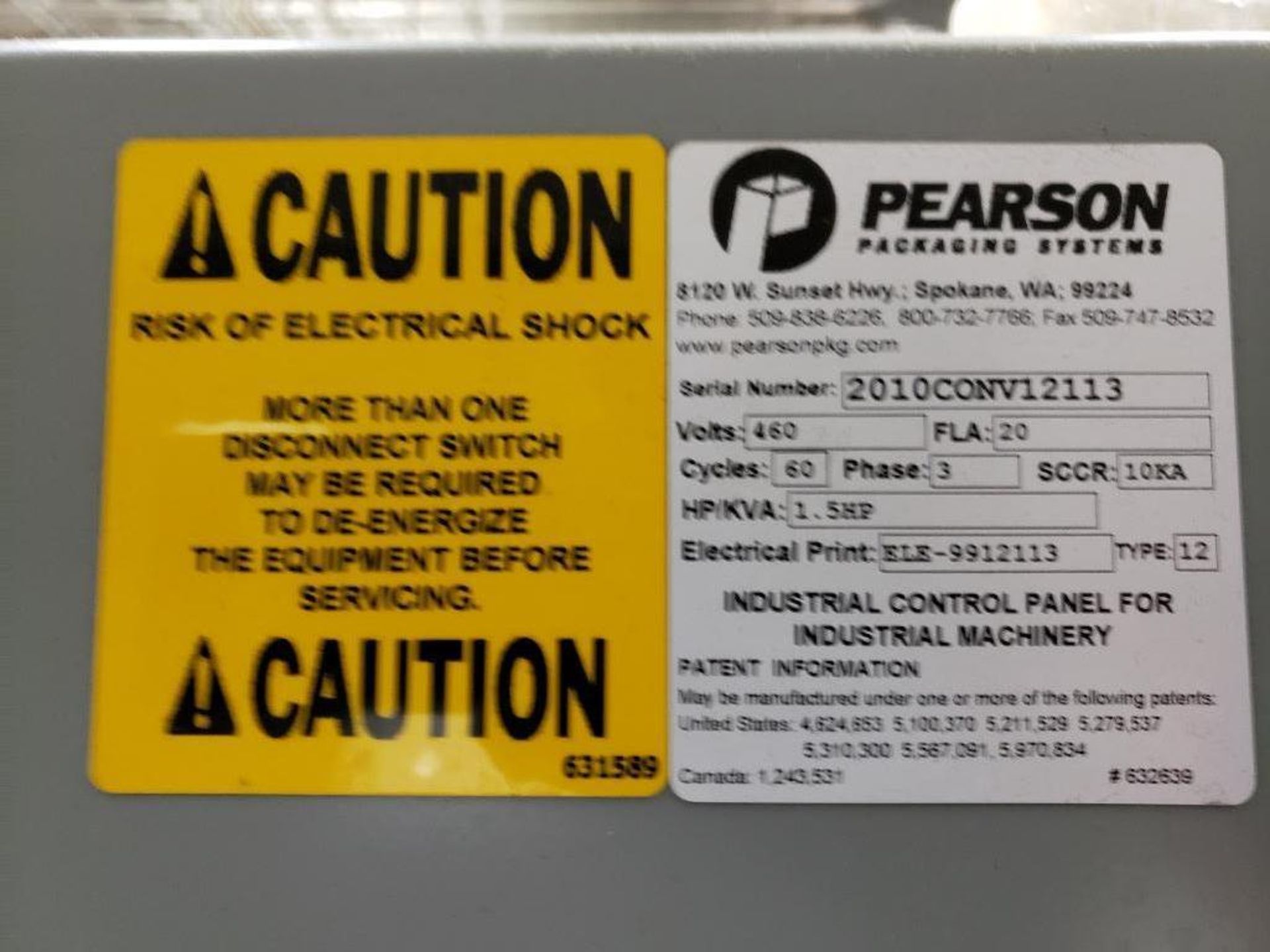 2010 Pearson case conveyor control panel - Image 3 of 3