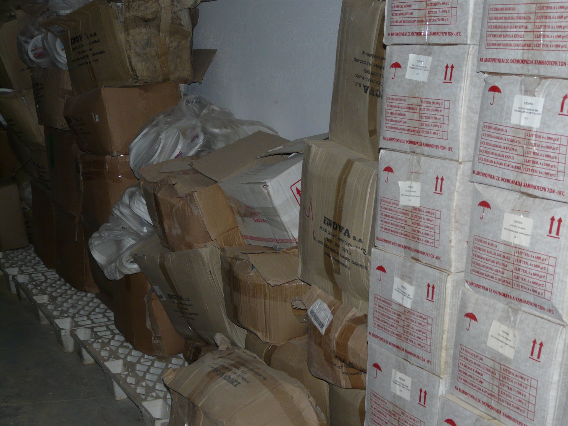 Various Pallets with Packaging material for Ice Cream with Brand Name 10 pieces