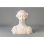 A white marble bust of a young lady, 19th/20th C.