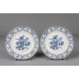 A pair of Chinese blue and white open worked Worcester style dishes, Qianlong