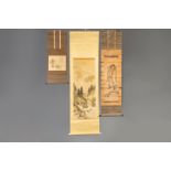 Three Japanese scroll paintings, signed, 19th/20th C.