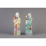 A pair of Chinese famille rose figures of immortals, 19th/20th C.