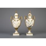 A pair of gilt bronze mounted Calacatta marble cassolettes, 19th/20th C.