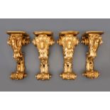 Four impressive German gilt wood pedestals, early 18th C.