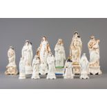 A collection of eleven old Paris porcelain Our Lady figurines, 19th/20th C.