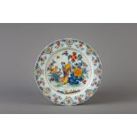A Dutch Delft polychrome chinoiserie dish, early 18th C.