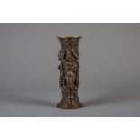 A South Indian patinated bronze vase shaped sculpture depicting Hindu Goddess Parvati, 19th/20th C.