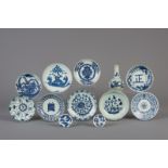 Eleven Chinese blue and white plates and a vase for the Southeast Asian market, 18th/19th C.