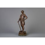 Emile Picault (1833-1915): Pax et Labor, patinated bronze on a vert de mer marble base