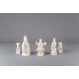 Five Chinese blanc de Chine figures, 19th C.