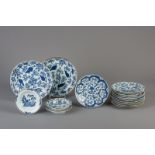 Eighteen Chinese blue and white plates, Kangxi/Qianlong