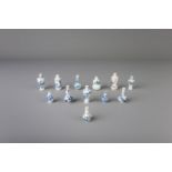 Twelve Chinese blue and white doll's house miniature vases, Kangxi and later